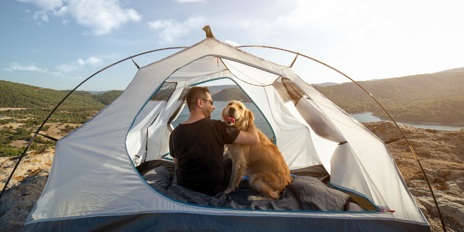 camping in the mountains with dog